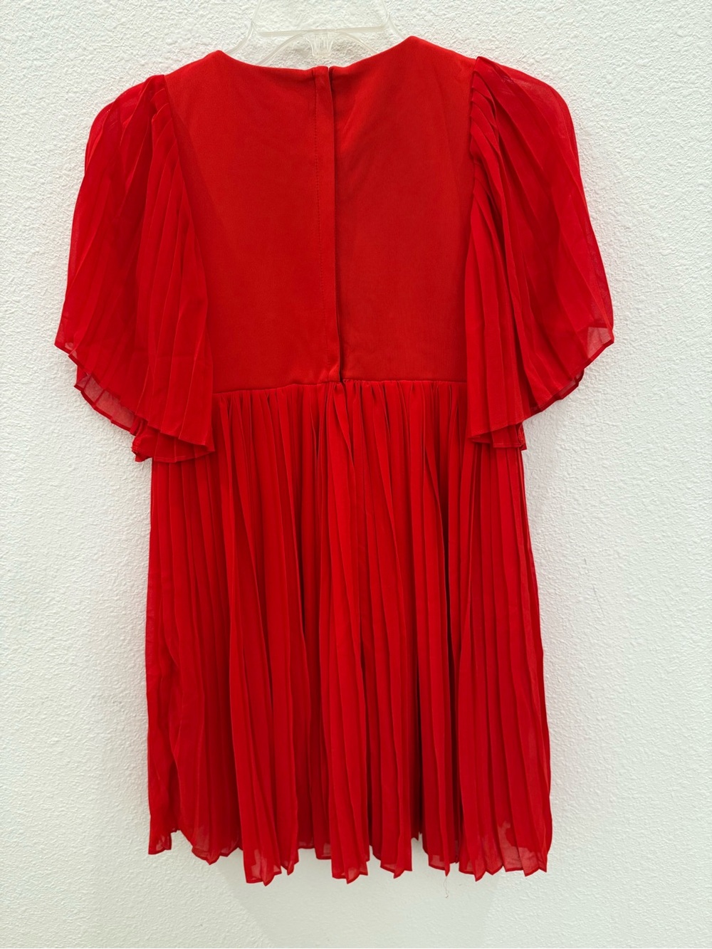 NEW deux par deux Red Pleated Party Dress with Floral and perl Bead Accents - Picture 3 of 6